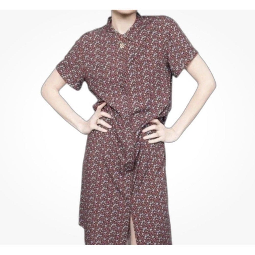 NWT Wildfang Red Blue Floral Short Sleeve Shirt Dress XS oversized Fits To M P
